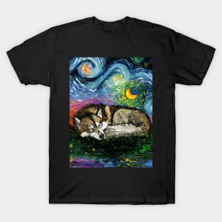 Sleepy Brown Husky Night T-Shirt